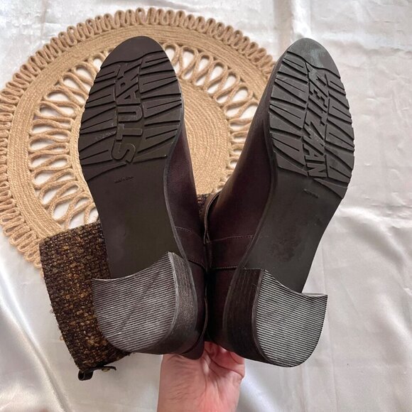 Stuart Weitzman Women's Slip On Tweed Brown Boucle Mid Calf Boots Size 8 - Picture 10 of 11